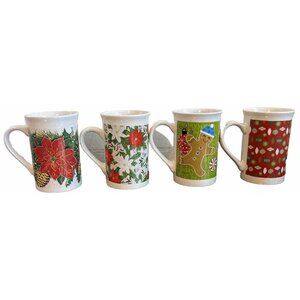 Royal Norfolk Christmas Holiday Coffee Tea Cups Mugs Lot Of 4